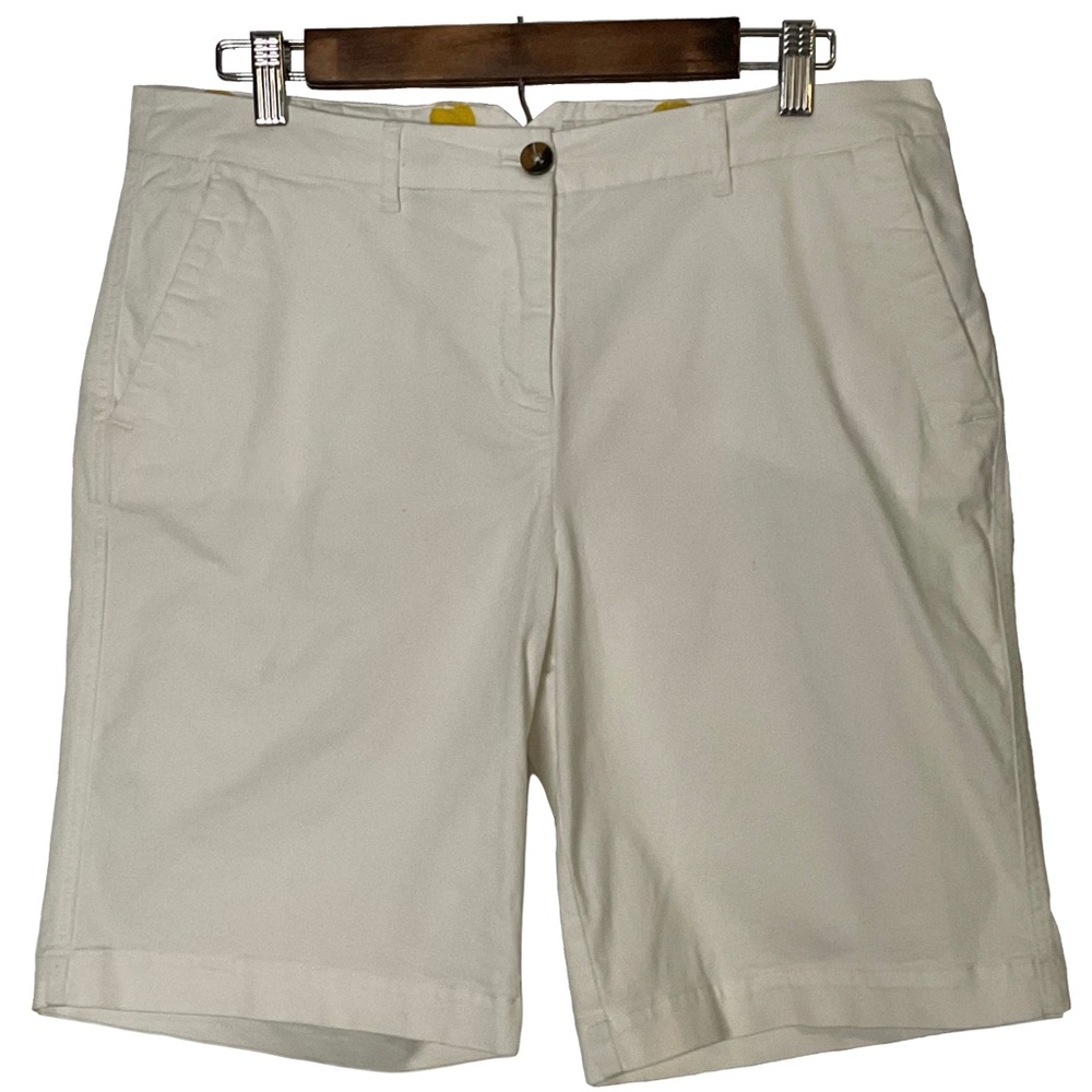 Boden Women’s White Tailored Button-Up Zipper Front Chino Bermuda Shorts; Sz 10